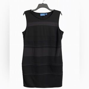 Simply Vera Wang Black Dress PL Sleeveless Sheath | Striped Front | Classic Fit